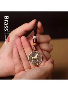 Personalized Year of the Horse Zodiac Animal Keychain Solid Brass Car Accessory Gift for Men Women