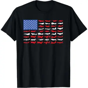 Pilot Airplane American Flag Plane Aviation Short Sleeve T-Shirt Men/Women T Shirt