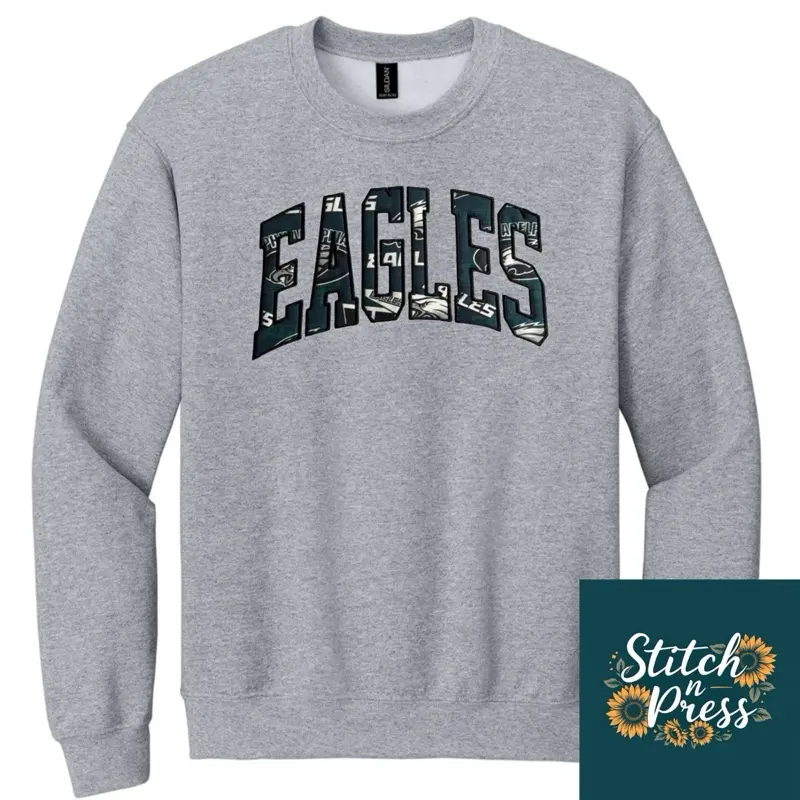 Embroidered Eagles Sweatshirt, Eagles appliqué Embroidered Eagles Sweatshirt, Eagles appliqué