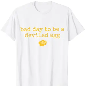 Bad Day To Be A Deviled Egg T-shirt Funny Thanksgiving Dinner Sarcastic Friendsgiving Food Humor Tee 100% Cotton Crewneck Short Sleeve Fitted Unisex Outfit