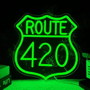 420 Highway Sign LED Neon Light, Home Decoration Lamp, Wall Decor for Garage, Bedroom, Game Room, Car Repair Shop, USB Powered, Easy Installation, Gift Idea