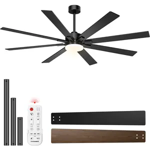 VIVOHOME Ceiling Fans with Lights, 42/52/72 inch Ceiling Fan with Light and Remote, Flush Mount for Bedroom, Living Room, Garage, 6+1 Speeds, 3CCT, Dimmable, Timer, Quiet Reversible