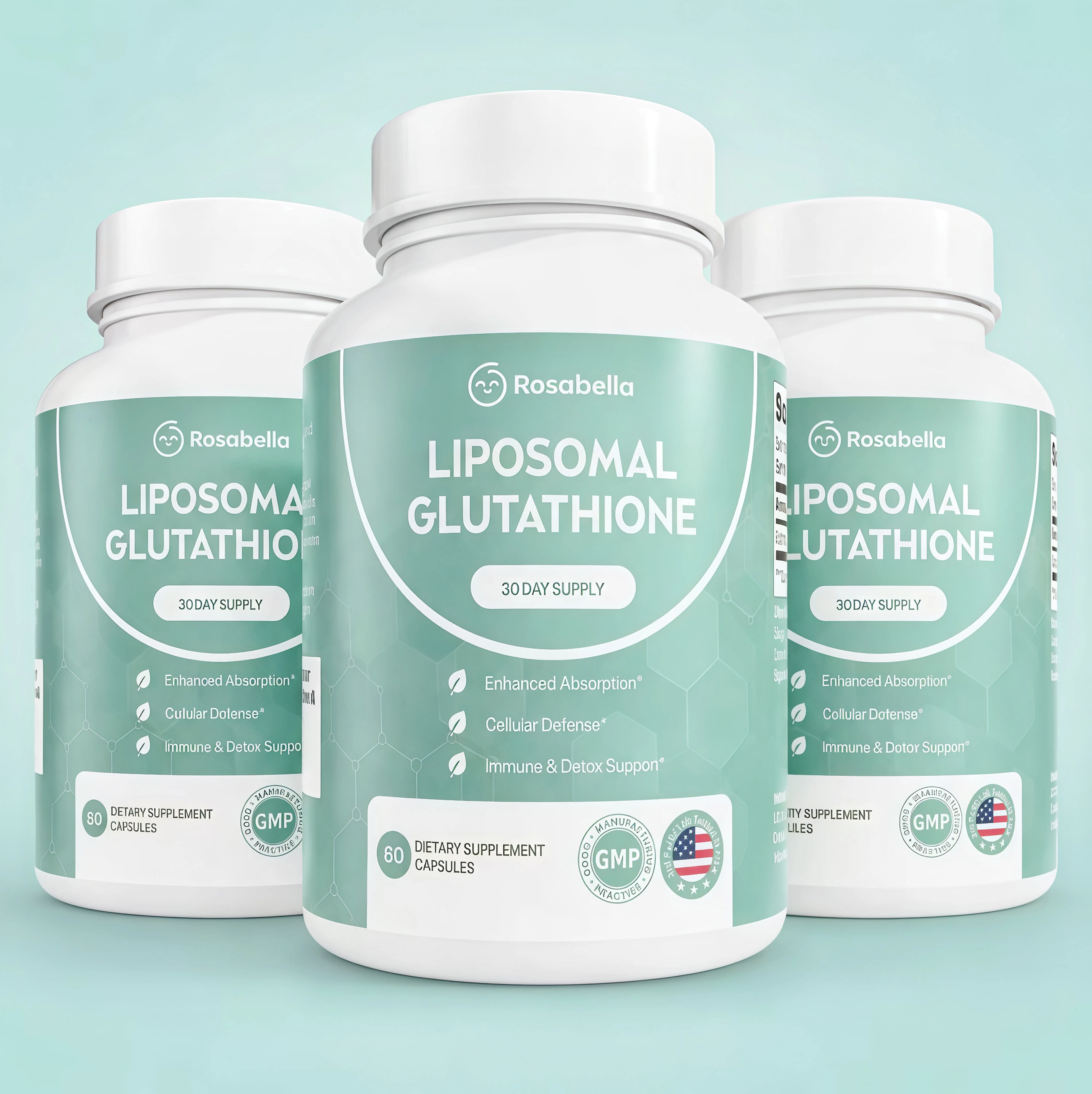 3 Pcs Liposomal Glutathione Capsules MU– Skin Glow, Immune & Detox Support (60 Count) - Rosabella