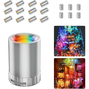 12 Pack Mini LED Lights, Small LED Lights Battery Powered for Crafts, Multi-Color Changing Tiny Miniature Spotlights,Wireless Dollhouse Light for Displays,Party,Wedding,Halloween Decorations