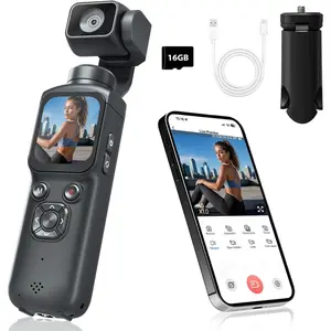 4K Pocket Camera for Vlogging,75MP Handheld Vlogging Camera with 330? Rotating Lens,WiFi,1.72"  Screen, ,16GB TF Card & Tripod,Pocket Camcorder for Daily Recording(Gunmetal)