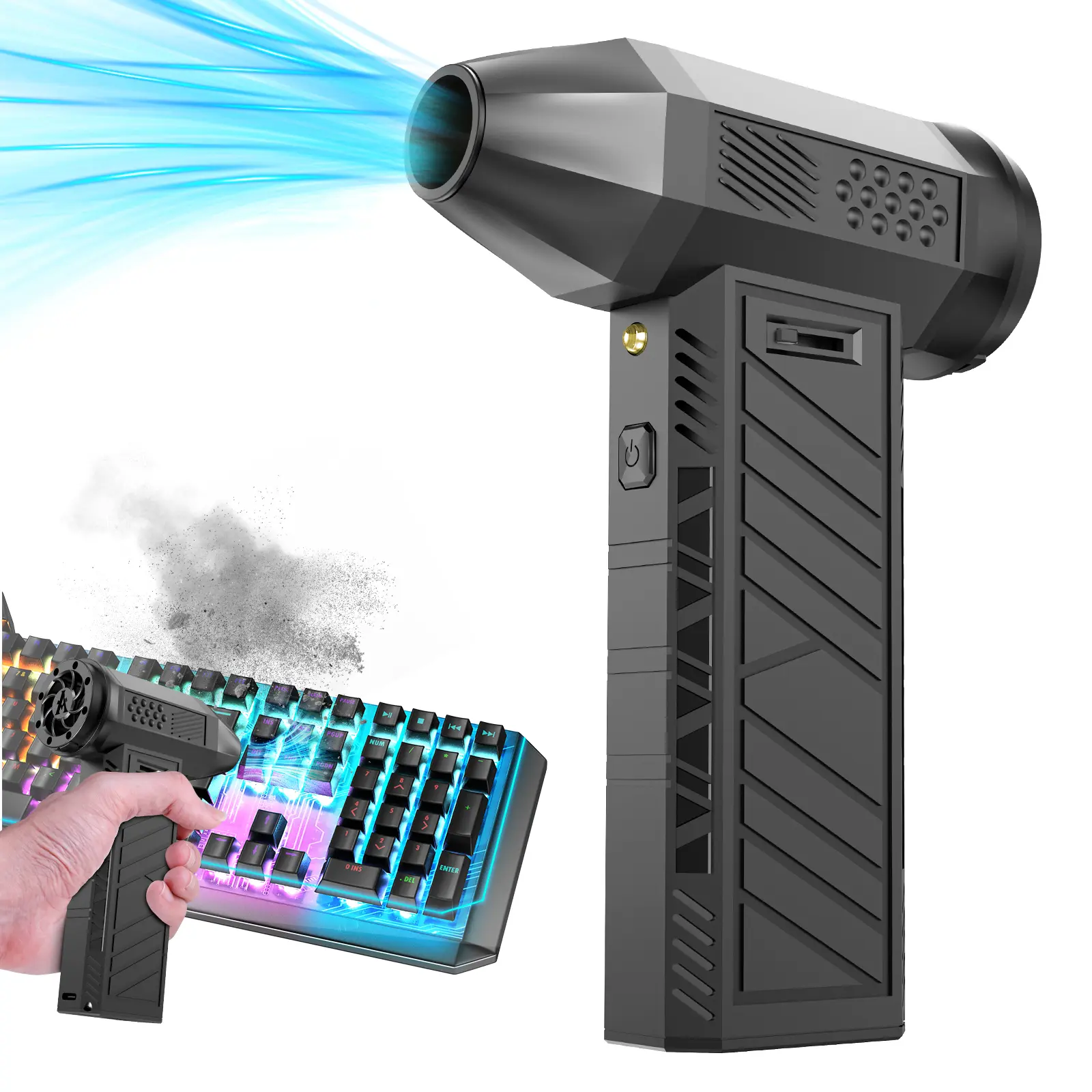 Compressed Air Dust Cleaner, High Power Cordless Electric Vacuum, Rechargeable Brushless Motor Blower, 3 Speed Adjustable Turbine Fan, Turbo Jet Blower