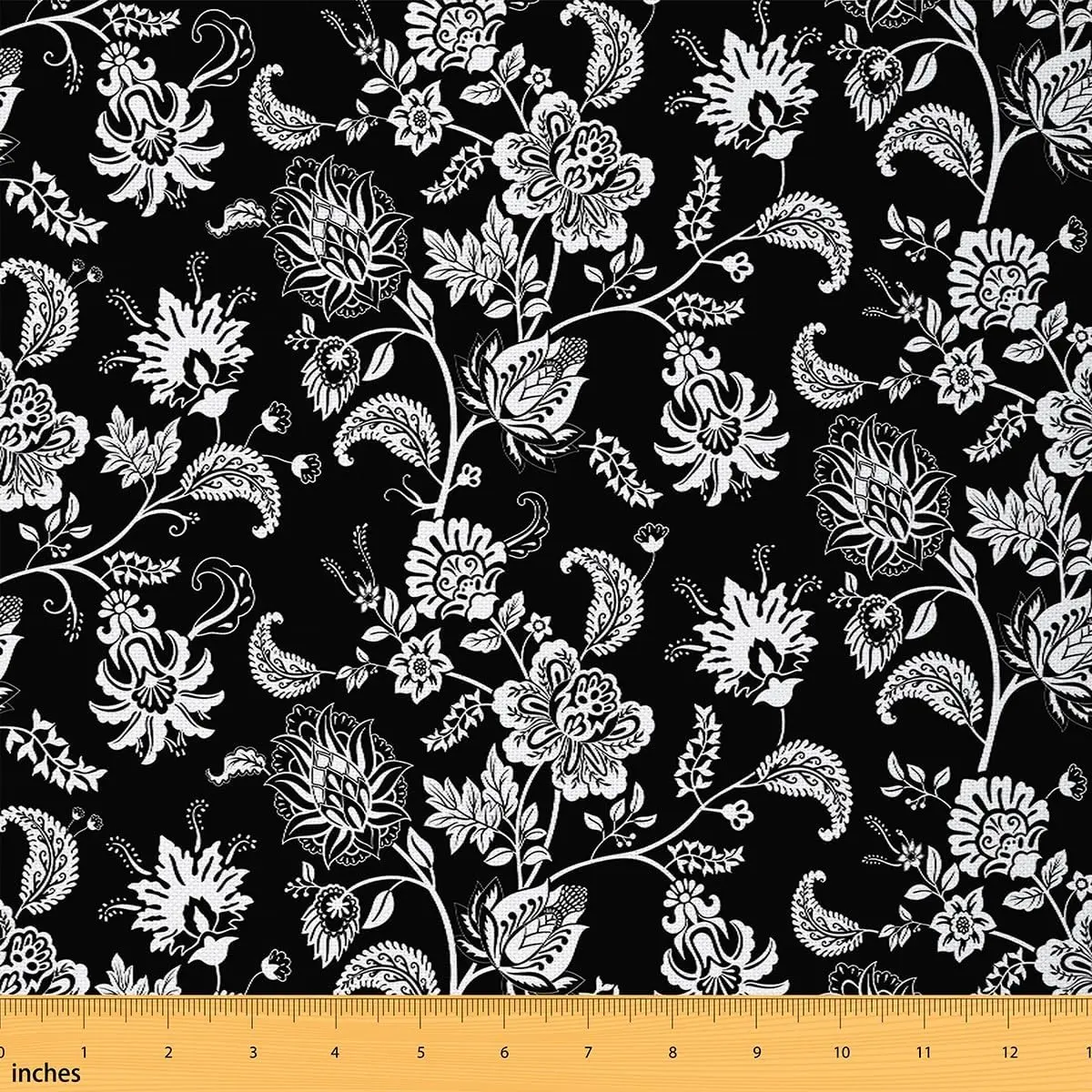 Feelyou Durable Polyester Upholstery Floral Woven Fabric - 1yd (36"x58"), Bohemian Ethnic Paisley Retro Indian Style, Ideal for Outdoor Use & DIY Sewing Projects, Bohemian Ethnic Pattern