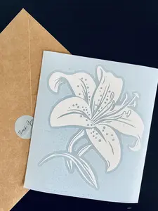 White Lily Car Decal – Elegant Floral Vinyl Sticker for Cars, Laptops, Windows & Bottles | Waterproof & Handmade | 4.4 x 5.2 Inches laptop sticker
