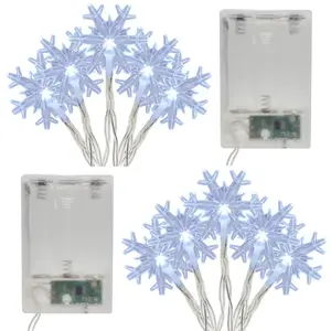 LumaBase Battery-Operated LED Mini Snowflake String Lights - Set of 2