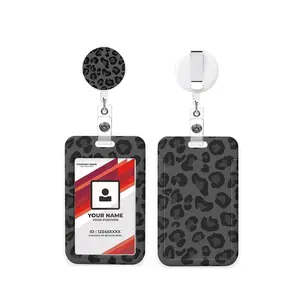 Leopard Print Badge Holder Set, Fun Work Name Tag ID Stand, Teacher Nurse Doctor Office Gift, Card Protector Retractable, Retractable Badge Holders
