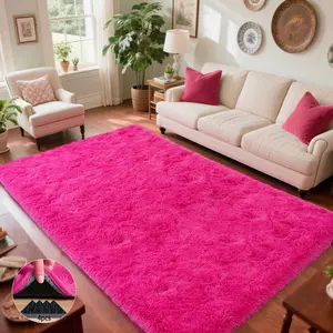 Area Rugs For Living Room, Ultra Soft Large Shag Living Room Rug Fluffy Rug Carpet For Bedroom, Plush Modern Floor Rug For Kids Room Fuzzy Rug For Home Decor Aesthetic, Hot Pink