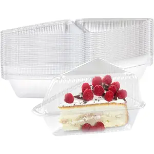 50 Cake Slice Containers With Lid  Single Clear Plastic Individual Carrier Transparent Disposable Triangle Boxes For Cheesecake Flan Cupcake Dessert Pie - Take Out Mini Desechables