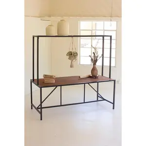Metal Store Display Table With Wooden Top