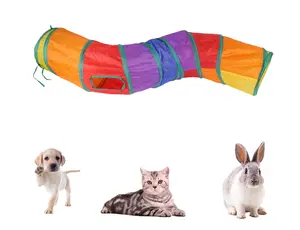 Cat Tunnel for Indoor Cats Interactive, Rabbit Tunnel Toys, Pet Toys Play Tunnels for Cats Kittens Rabbits Puppies Crinkle Pop Up Rainbow 47" Shape S