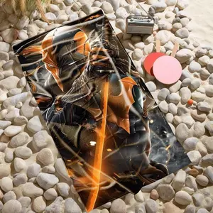 1 piece Deadpool-style samurai wielding sword in battle scene themed beach towel - Modern-style flannel blanket, suitable for sofas and beds, all-season use, super soft and comfortable, digital printing, 100% polyester material, machine washable