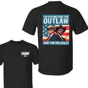 Trump I'm Voting For The Outlaw And Hillbilly American Flag Trum Vance Shirt, Trum Vance 2024 Shirt, Election Shirt, Gift for Men and Women, Full Size