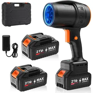 Handheld Electric Cordless Leaf Blower - 500,000RPM Mini Turbo Jet Blower with 2x4.0Ah  & Charger, Lightweight for Patio, Lawn, Garage Cleaning (Black)