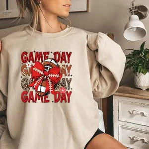 Game Day Football Sweatshirt, Coquette Game Day Sports Sweatshirt, Ohio State Sweatshirt, College Football Fan Gear, Buckeyes Crewneck