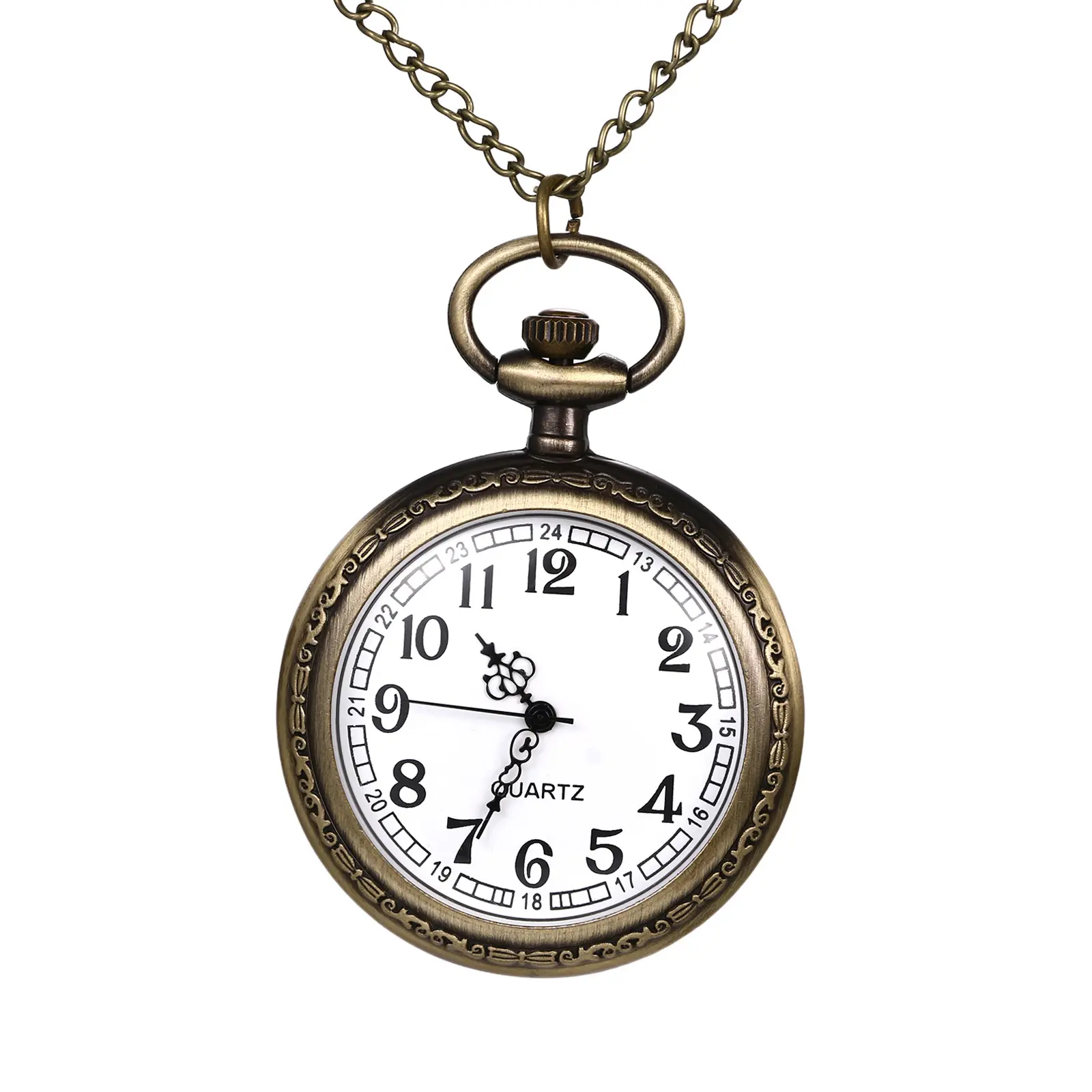 OIDEA Unisex Vintage Quartz Analog Pocket Watch - Open-Face Design, Classic Arabic Numerals, Casual Fob Pendant with Long Chain Fashion Accessory, Quartz Analog Watch, Party, Casual Wear, Graduations, 70Cm
