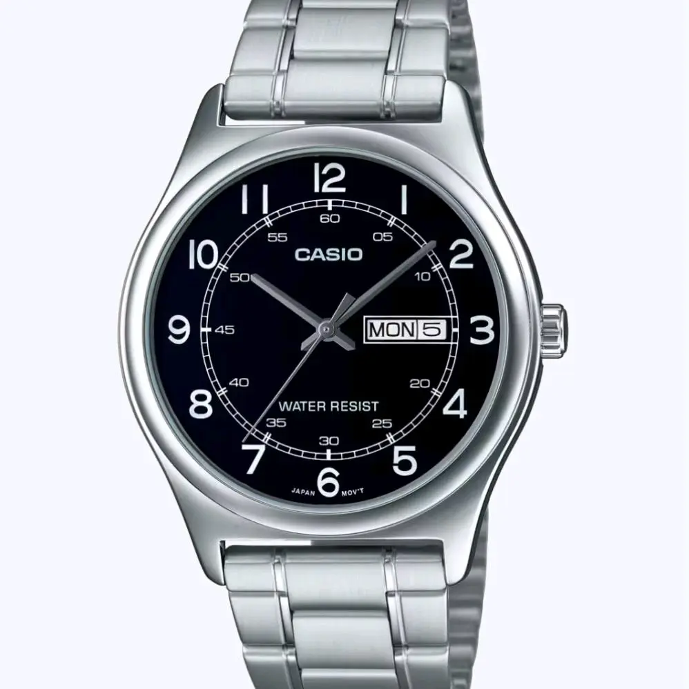 MTPV006D-1b2 New Casio black face day and date dial easy to see time men's  beautiful watch