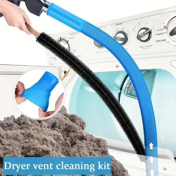 2 Pieces Dryer Vent Cleaner Kit, Dryer Lint Brush, Vacuum Hose Attachment with Stretch Universal Connector,  Quickly Lint Remover