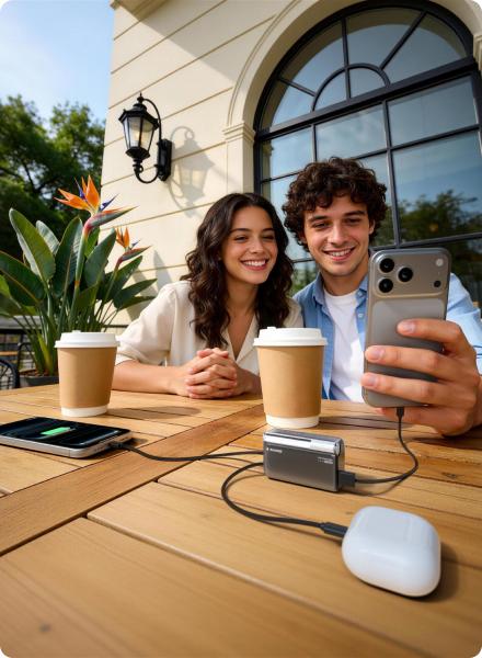 SHARGE Mini Portable Charger 45W 10000mAh Power Bank, Fast Charging Battery Pack with Built-in USB-C Cable, Compact Portable Phone Charger Travel Essentials Powerbank for iPhone 17/16