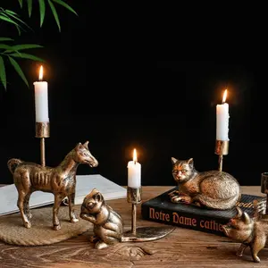 Vintage Romantic Luxury Animal Candle Holder, Creative Home Decor for Living Room Bedroom Entryway, Small Ornament for Indoor Decoration