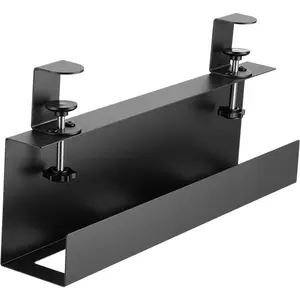 16x5x3 Inch No Drill Clamp- Power Strip  Management Tray Under Standing Desk Steel  Organizer Wire Cord Tamer for Office, , Garage(Black)