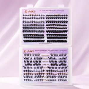 SJ LASHES Self Adhesive Lash Clusters, 15 Styles in 1 Box, DIY + Pre-Mapped Lash Kit, No Glue Needed, Lightweight, Beginner Friendly