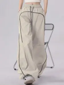 Women's Colorblock Wide Leg Casual Pants, High Waist Cargo Workwear Style, Comfortable & Stylish Design for Daily Wear