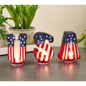 Set of 3 Illuminated Mercury Glass U.S.A Letters by Valerie