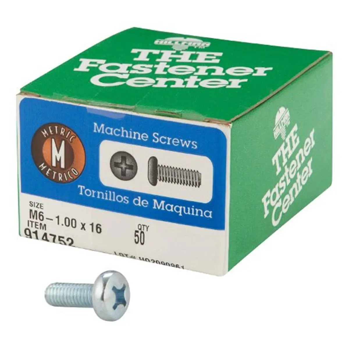 Hillman M6-1.00 x 16mm Pan Head Machine Screws, Zinc Plated Finish, Corrosion-Resistant Fastener for Sailing & Water Sports, Metric Sizes, Box of 50, Metric Screws
