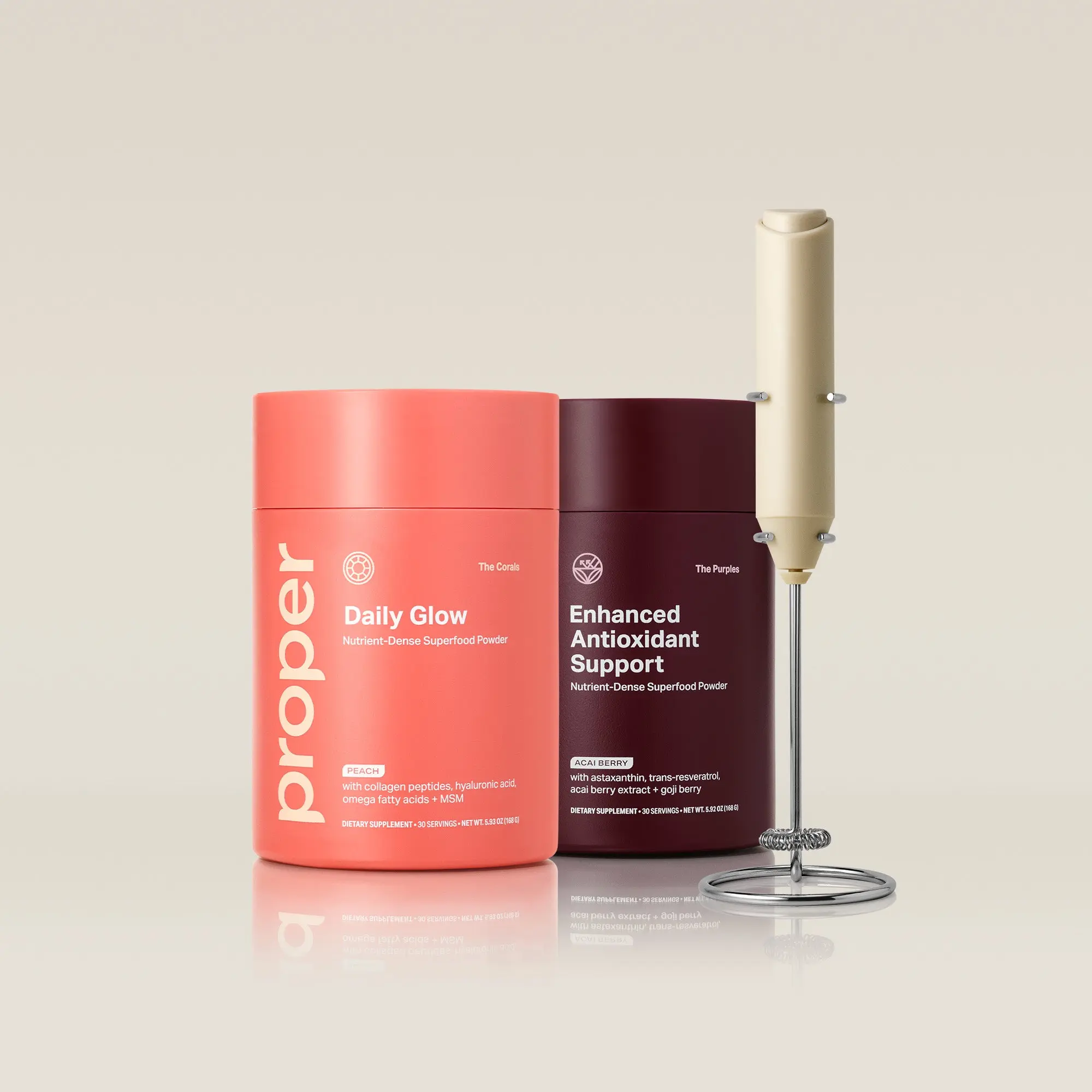 The Looksmaxxing Bundle -The Purples Antioxidant & Digestive Support - Vitamin C, Enzymes & Probiotics - Acai and  the Corals Superfood Powders for Skin & Daily Wellness + Water Bottle