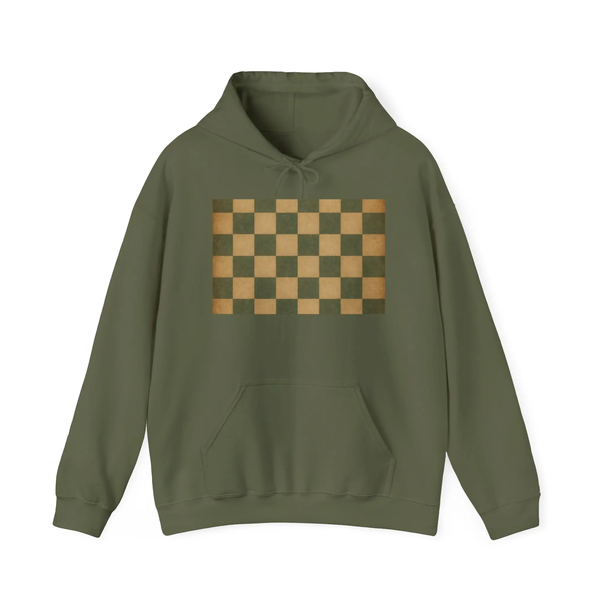 Vintage Checkerboard Unisex Hoodie, Cozy Sweatshirt, Fall Fashion, Unisex Apparel, Trendy Gift