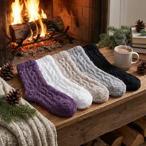 Women's Cozy Winter Warm Fuzzy Fluffy Slipper Socks - Soft Microfiber Plush Home Sleeping Gift Socks for Indoor Comfort, Relaxation, and Casual Wear, Perfect as a Present