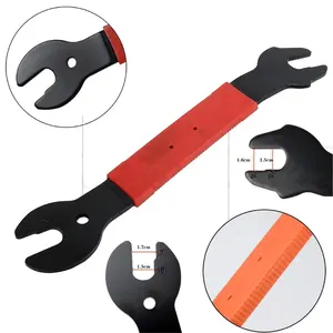 Pedal Wrench Double Sided Bicycle Pedal Removal 15/16/17mm Bike Spanner Home Mechanic Pedal Repair Tool Comfortable Grip Energy-saving Cycling Crank for Biking Maintenance Repair Orange & Red