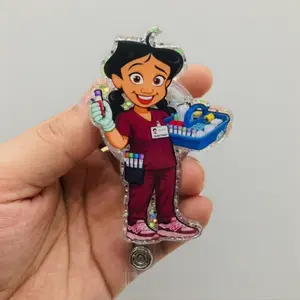Funny Phlebotomy Sparkly Retractable Badge Reel Cute Phlebotomist ID Holder For Lab Tech Nursing Student Medical Professional Work Accessory