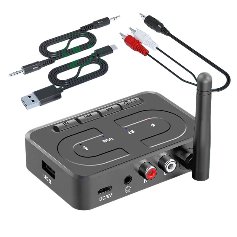 Bluetooth 6.0 Audio Receiver 3.5mm RCA With Mic HIFI Stereo Wireless Adapter Support USB U-Disk for Car Speaker Amp