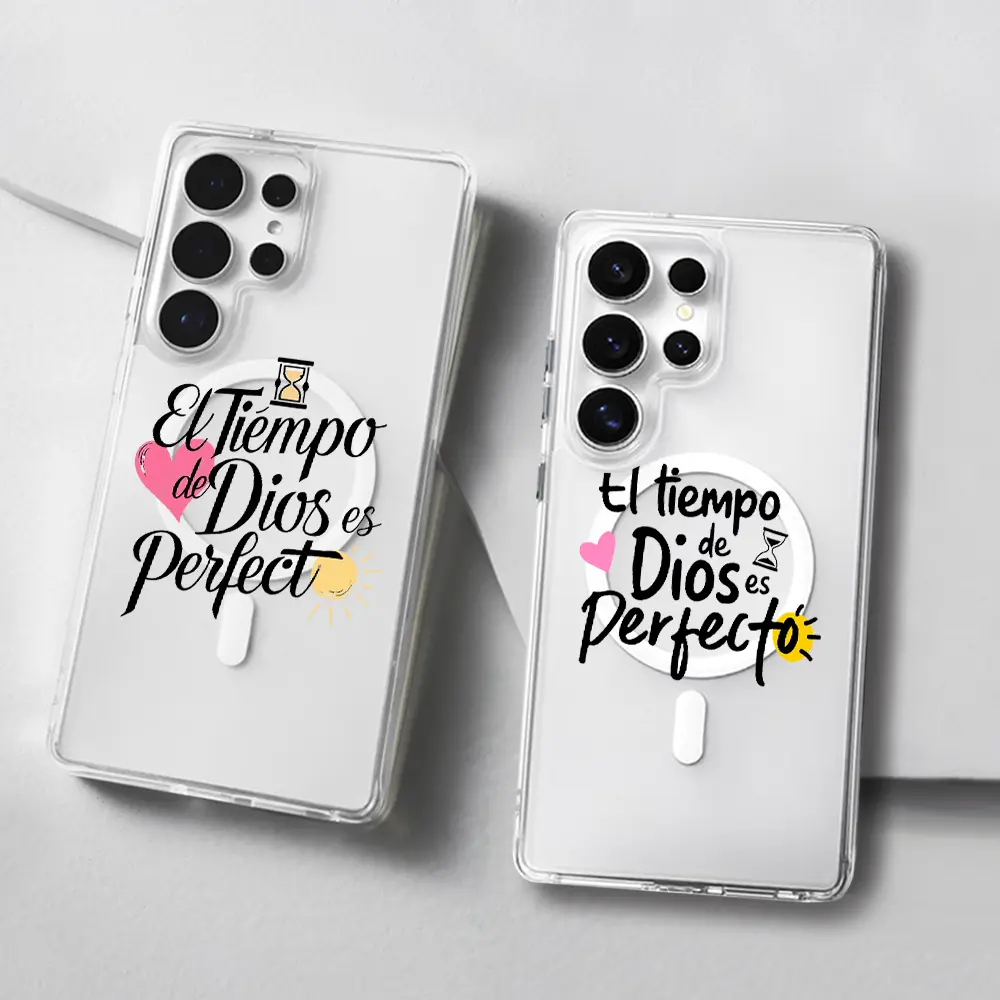 God's Timing Is Perfect Spanish Quote Phone Case for Samsung S26/S25/S24/S23/S22/S21/S20/S10/NOTE20/NOTE10/NOTE9/PLUS/ULTRA/FE/A57/A56/A55/A54/A37/A36/A35/A34/A26/A25/A24/A23/A17,MagSafe Women Religious Faith Gift Transparent Shockproof Protective Cover