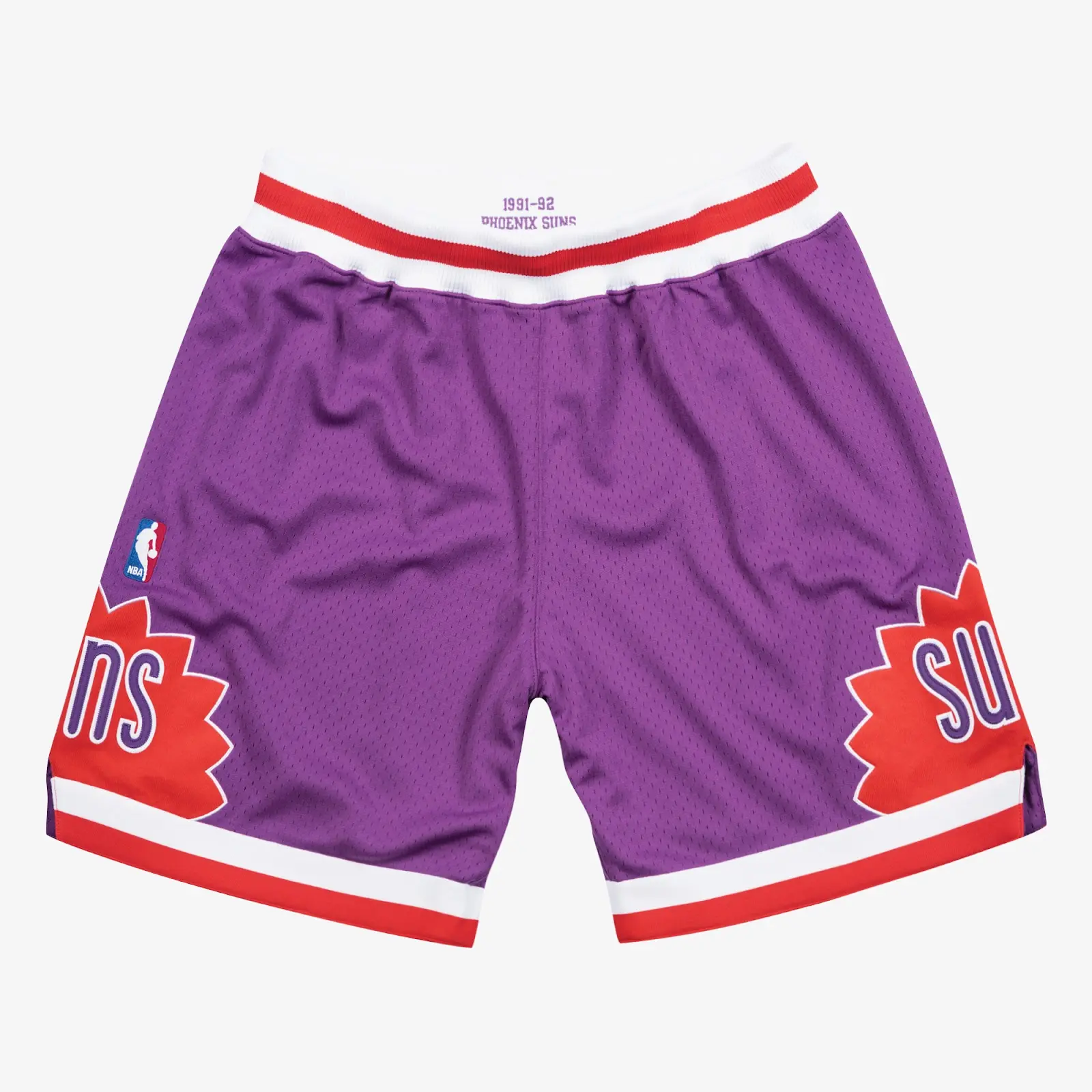 Phoenix Suns 1991-92 Purple Road Authentic Shorts - Mitchell & Ness NBA Throwback, Retro Mesh Basketball Shorts