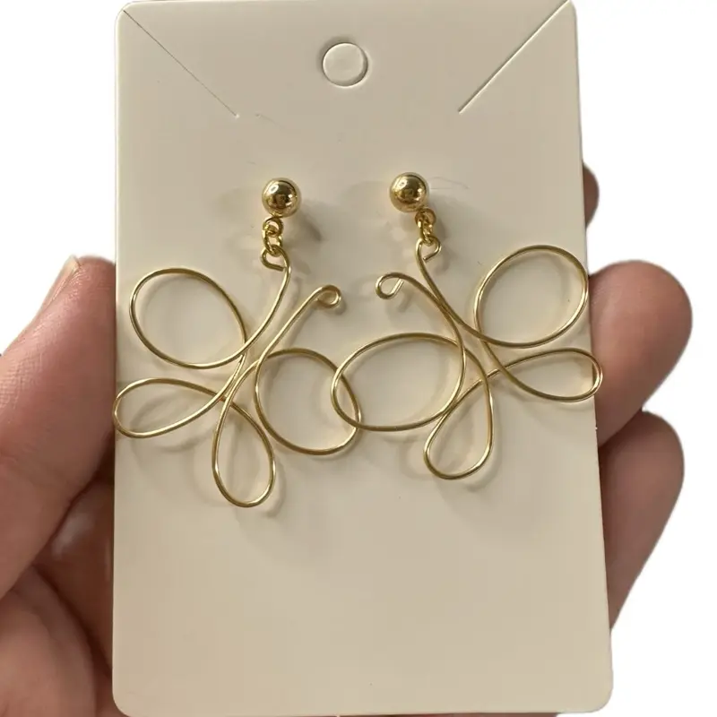 Butterfly Wire Earrings - Gold Color Wire Design Jewelry Accessory