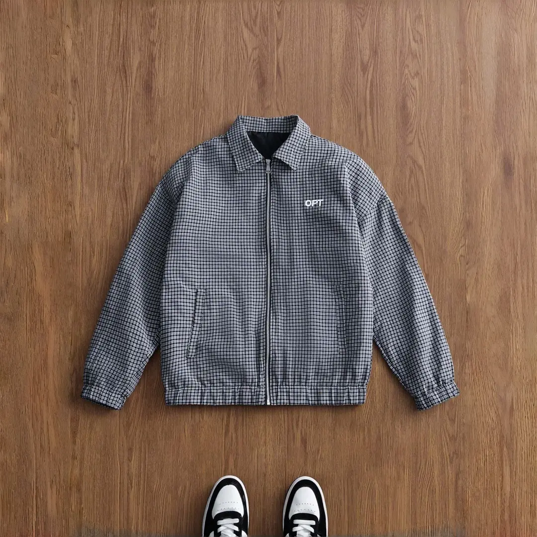 Men's Checked Coat - Menswear Long Sleeve Jacket with Notched Lapel, Full-Length Zipper Closure, Relaxed Fit Drop Shoulders for Ample Arm Movement, Balanced Proportions, Casual Coordinated Look, Coats