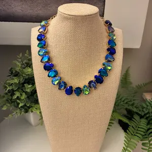 The Deep Blue Sea Jewel Candy Vibes Necklace - Sparkling Blue Stones for Stylish Look