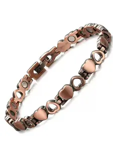 Fashionable Heart-Shaped Magnetic Copper Color Bracelet, Luxurious Shiny Versatile Love Charm, Perfect Gift for Holidays, Parties, Daily Wear, Trendy Stack Bangle, High Quality Bracelet, Fashion Bracelets