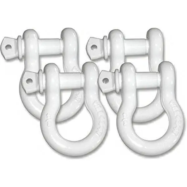 BILLET4X4 3/4 inch D-Shackles 4-3/4 TON – Super White Powdercoated (Set of 4) (4X4 Recovery)