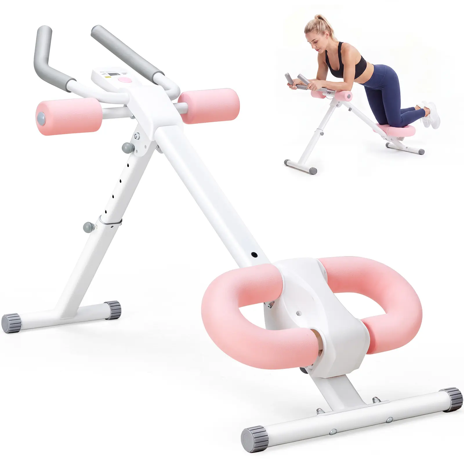 Foldable Ab Machine for Home Gym - Home Workout Equipment with LCD Monitor, 440 LBS Weight Capacity, Adjustable Design for Core, Legs, Hips, Arms Training