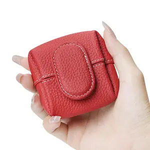 Lychee Texture Mini Coin Pouch - Buckle Closure Key & Earphone Storage Bag