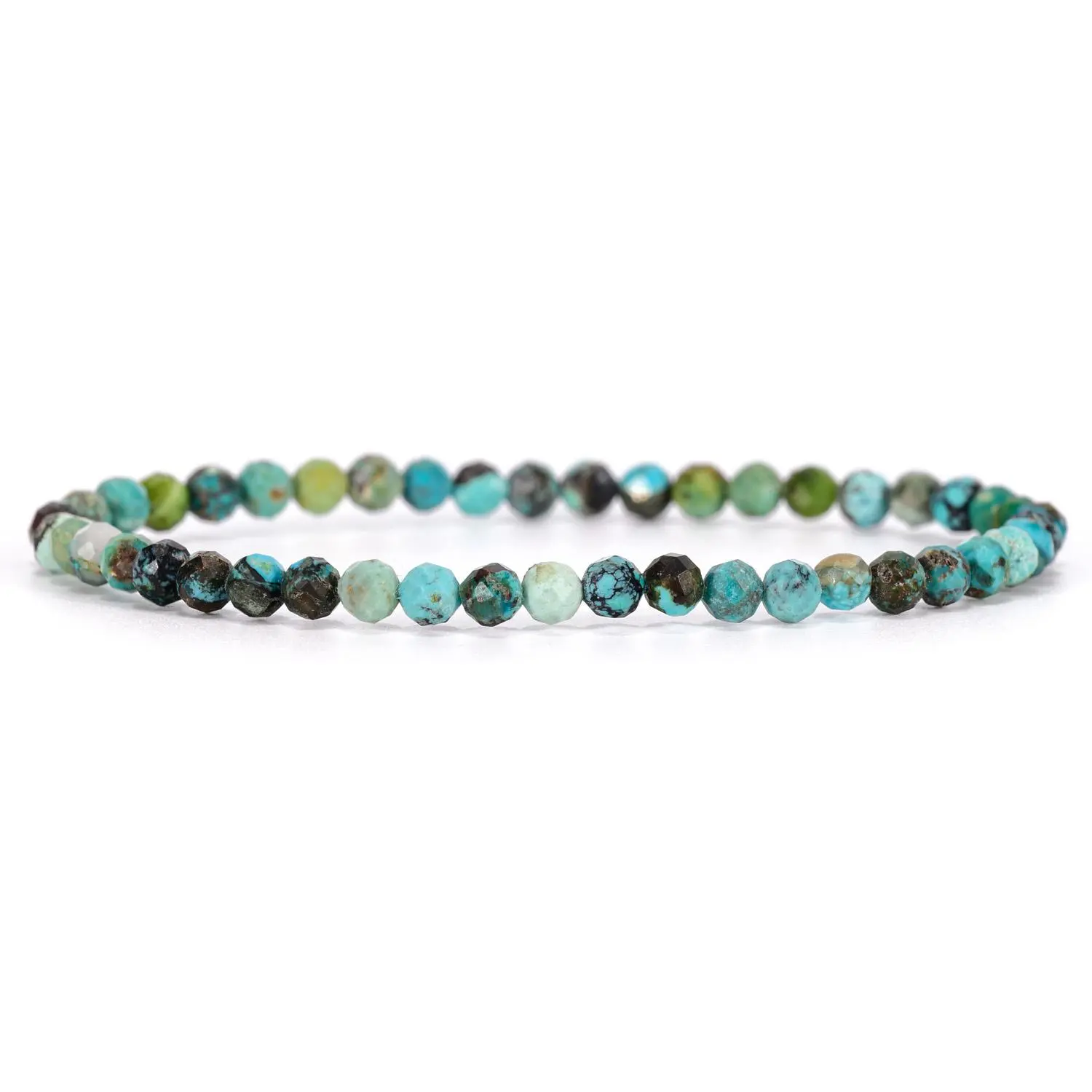 Angelstones Natural Turquoise Gemstone Stretch Bracelet, 4mm Faceted Round Beads, Crystal Healing for Women