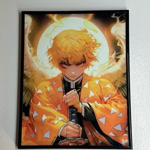 Zenitsu Lightning Rage Demon Slayer Metal Poster Anime Artwork Wall Decor for Fans