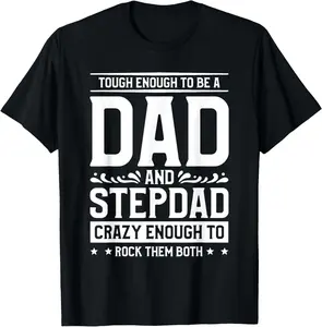 Men's Letter "Tough Enough To Be A Dad And Stepdad 3" Print Round Neck Tee, Regular Fit Casual Short Sleeve T-shirt For Summer, Men's Top For Daily Outdoor